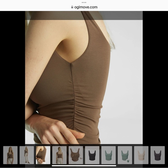 OGL MOVE - Eco-SkinKiss® Ruched Sides Square Brami Tank Top - Oxford Blue, M - Picture 3 of 10